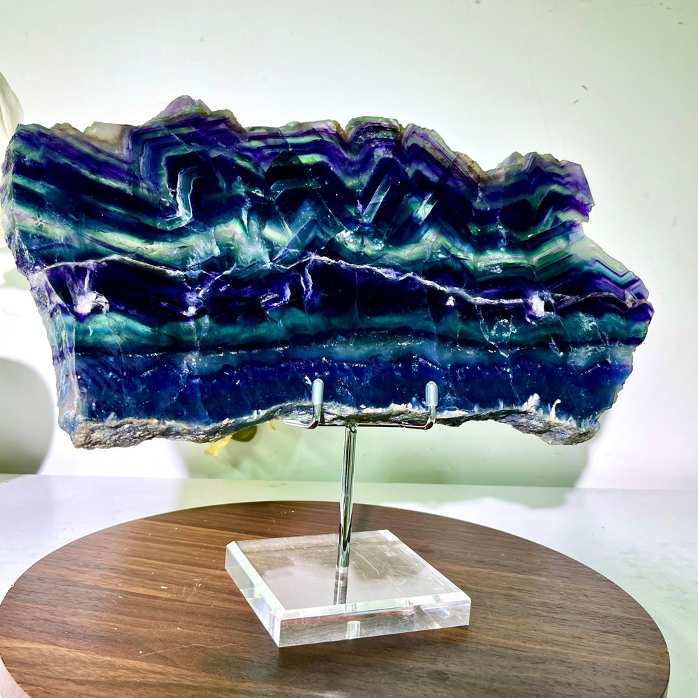 6.64LB Natural and beautiful colored fluorite slice quartz crystal mineral sampl