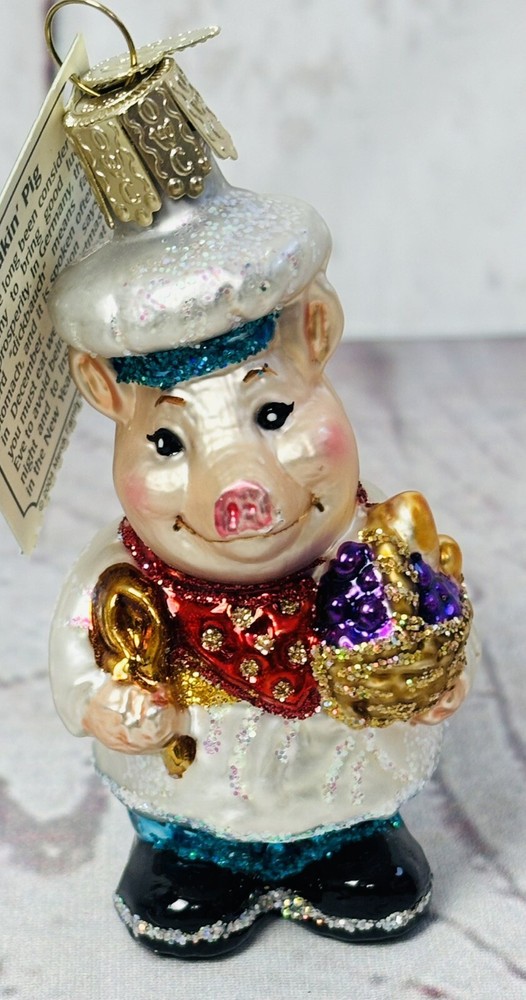 OWC Old World Christmas Baking Pig Glass Ornament 3