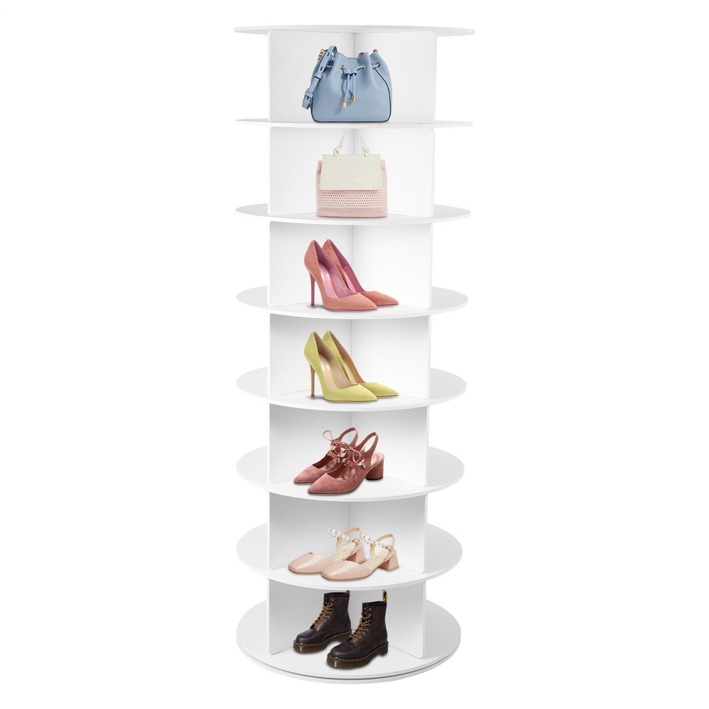 4-7 Tier 360° Rotating Shoe Rack Tower with Book Storage