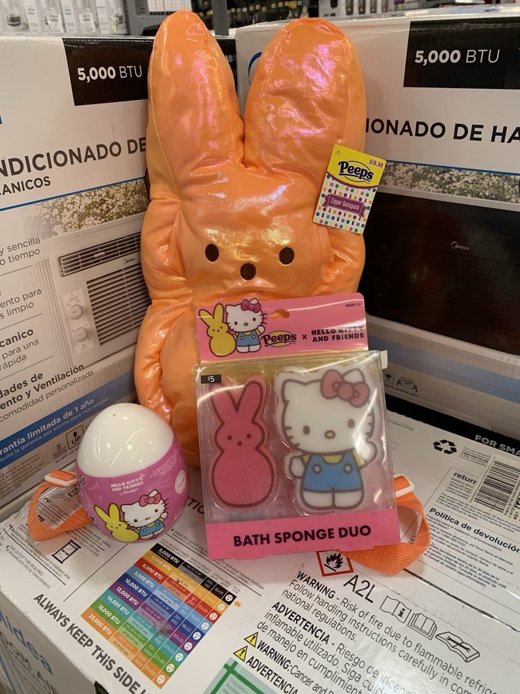 Iridescent Peeps Hello Kitty Orange Bunny Backpack 15 Inch