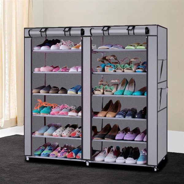 Portable Shoe Rack 6-Tier 12-Shelf Storage Closet Organizer Cabinet with Cover