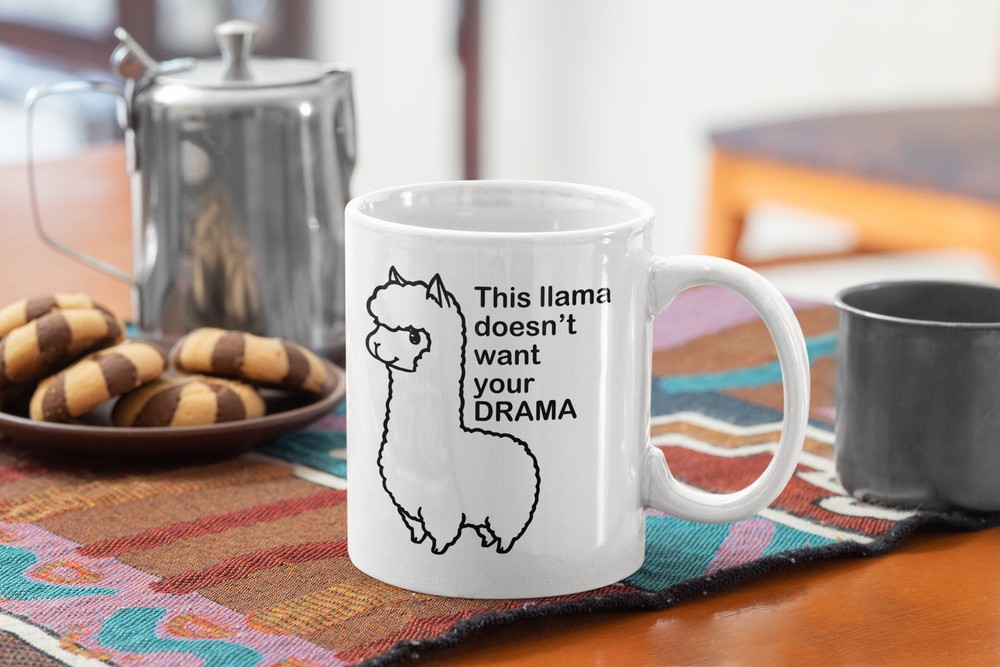 This Llama Does Not Want Your Drama Funny Coffee Mug - White Coffee Mug