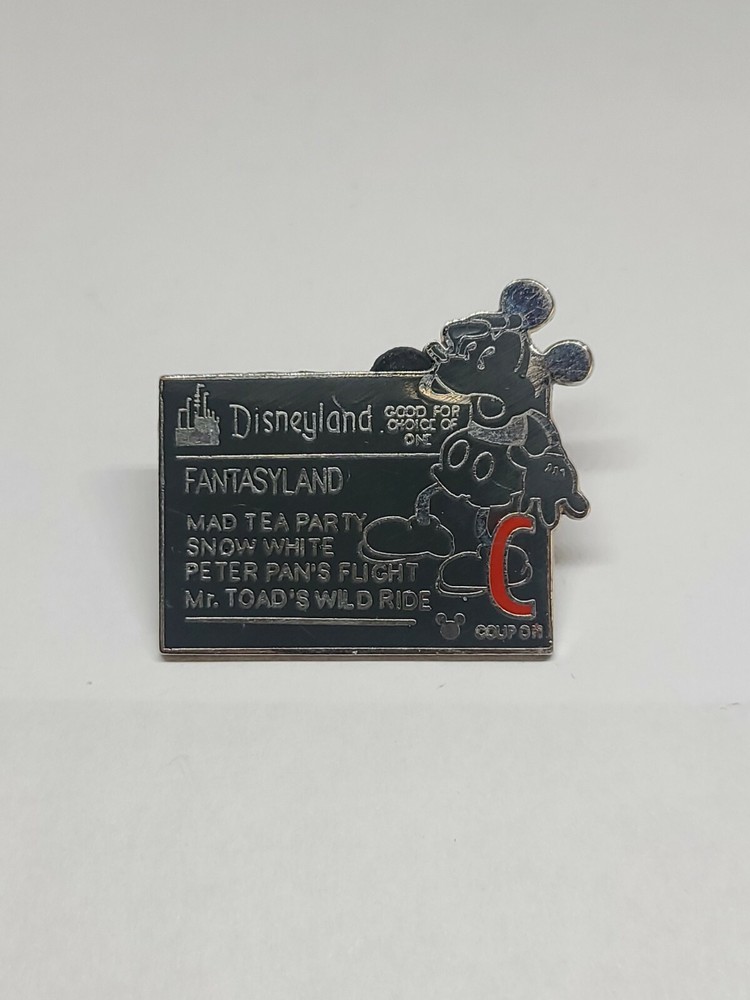 Disneyland Coupon Ticket Fantasy Land Rare Official Mickey Pin.  E-image