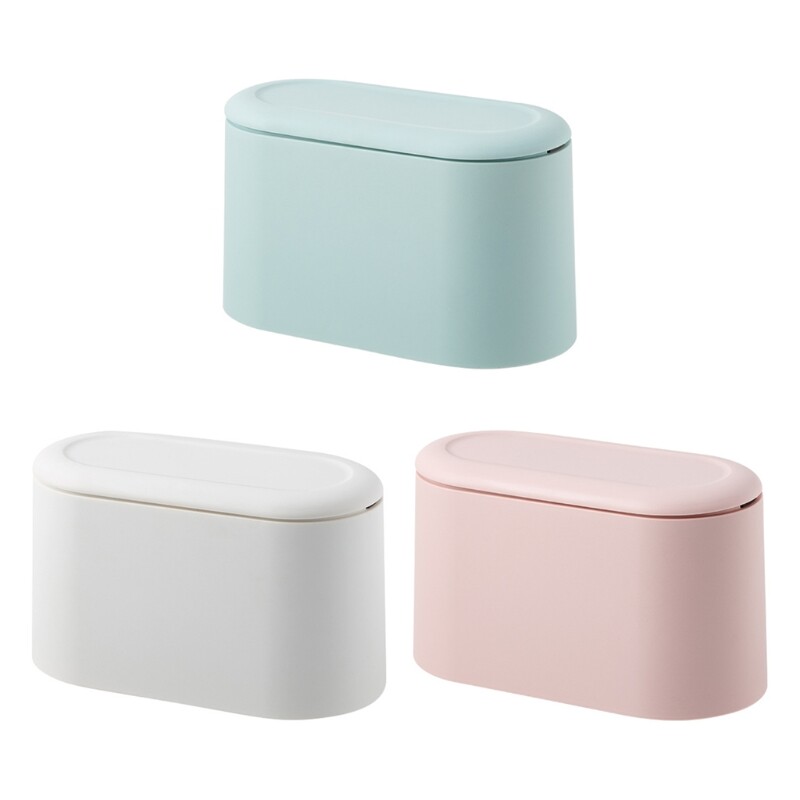 Practical Desktop Trash Can Tabletop Waste Bin with Lid Garbage Trashbox
