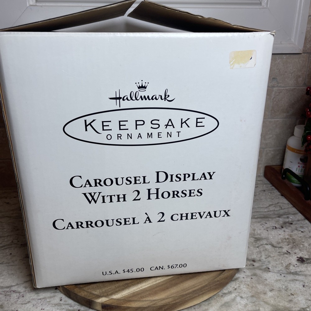 Hallmark Carousel Display with 2 Horses - Brand New In Box Sealed In Plastic