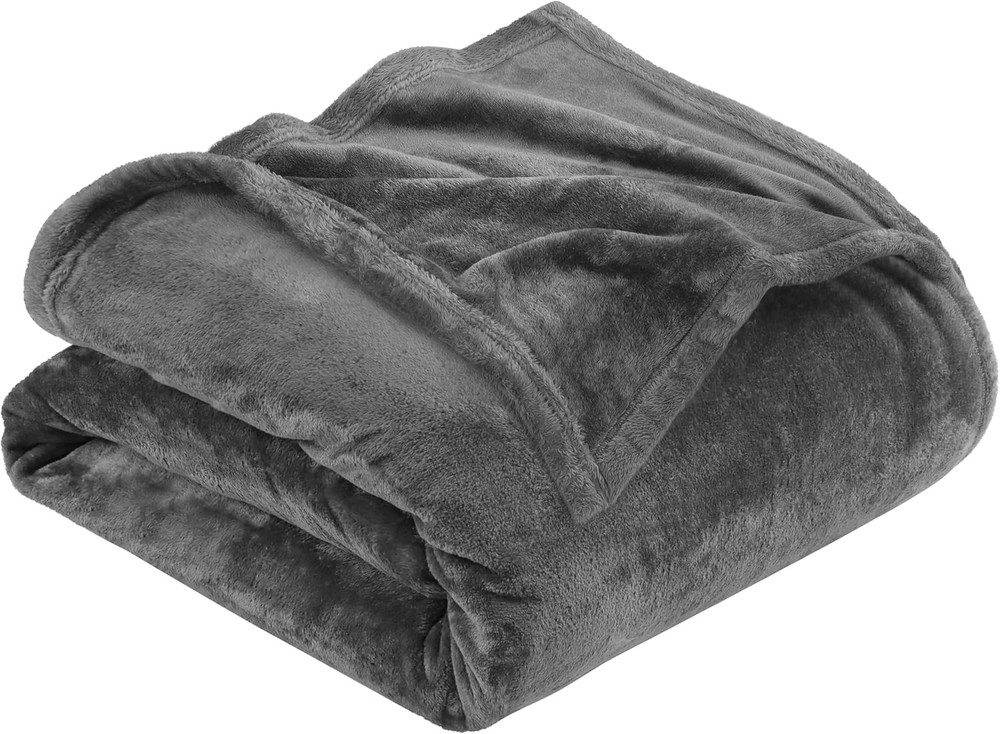 Utopia Bedding Queen Size Fleece Blanket 300GSM Grey 90x90 Inch