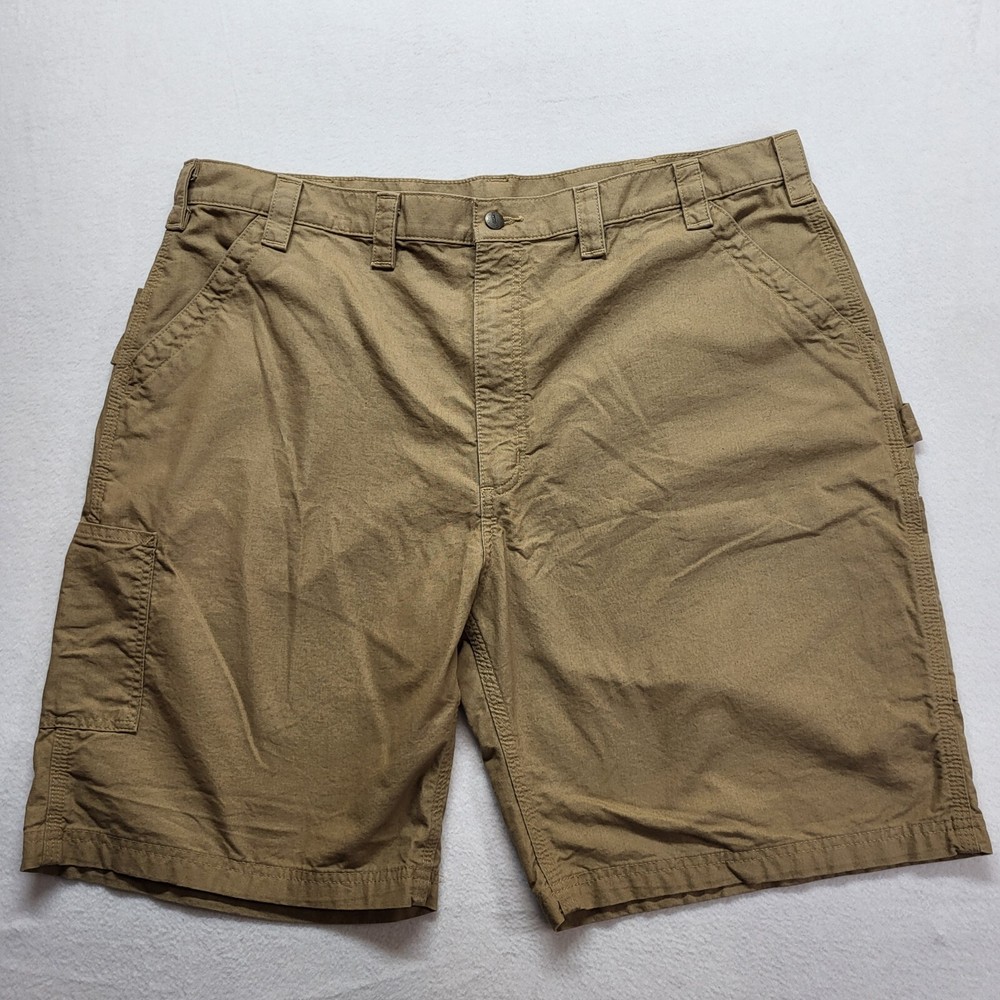 Carhartt Carpenter Shorts Mens 44 Khaki Beige Canvas Work Utility Durable