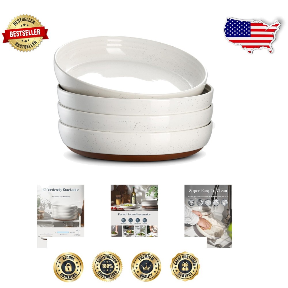 Versatile 45 oz Serving Bowls Set of 4 - Elegant Alabaster White, Microwave Safe