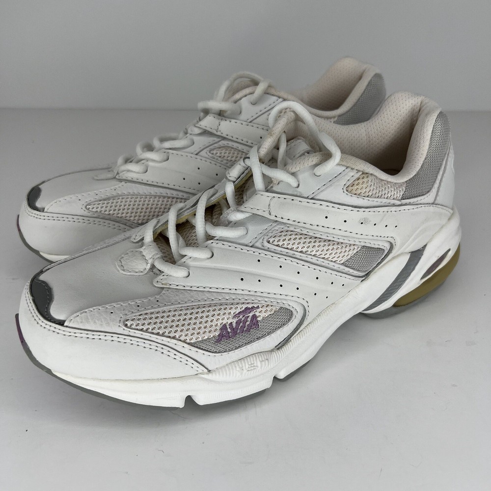 Avia DCS Athletic Running Sneakers Womens Size 8 White Gray Purple Comfort Shoes