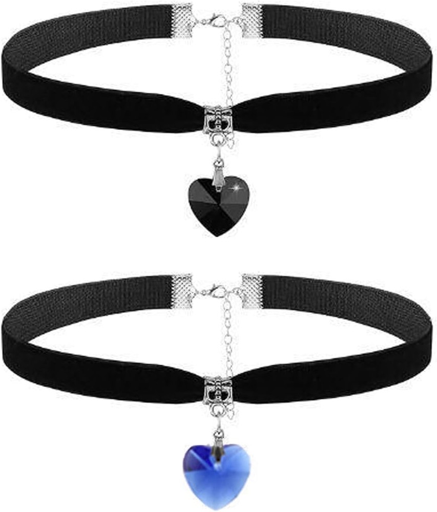 YREYBN 2Pcs Black Choker,Big Heart Choker Necklace for Women Black...