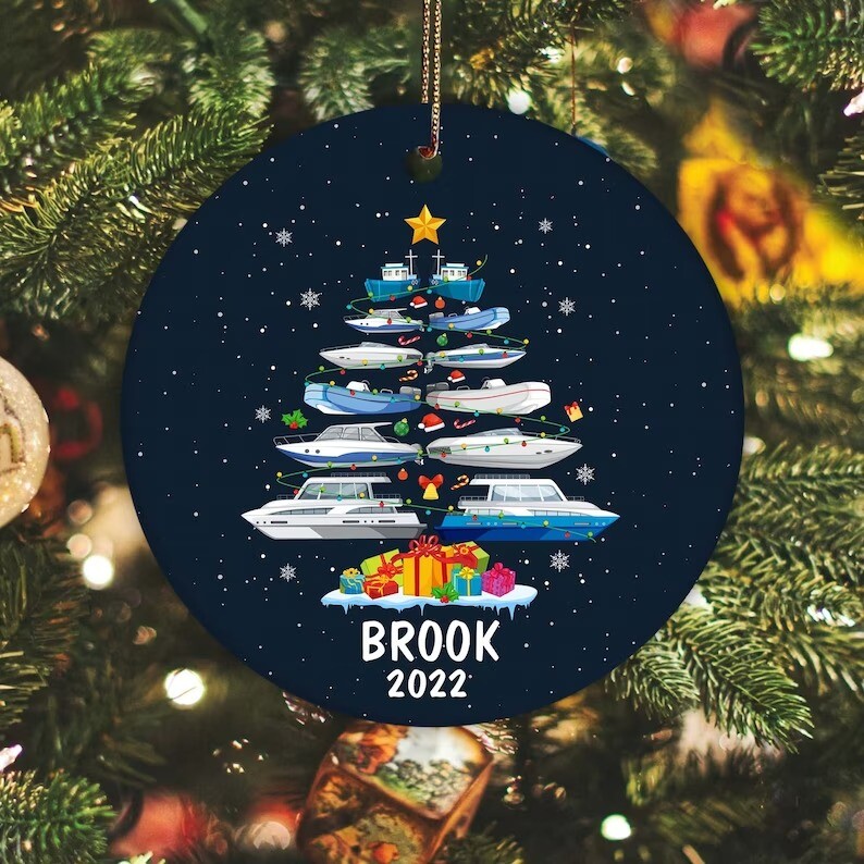 Personalized Boat Christmas Tree Ornament, Life Is Better On A Boat, River Li...