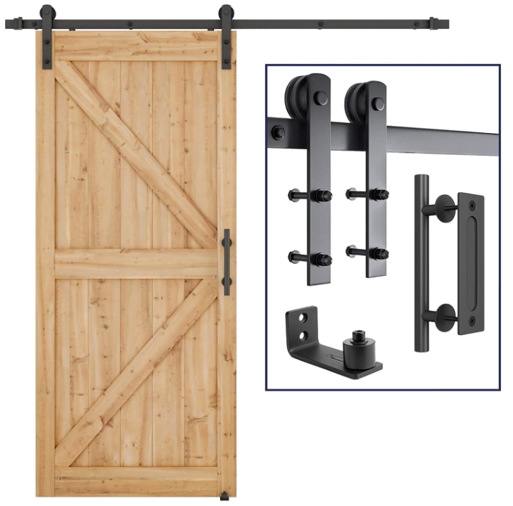 6.8 FT Heavy Duty Sturdy Sliding Barn Door Hardware Kit, Fit 36