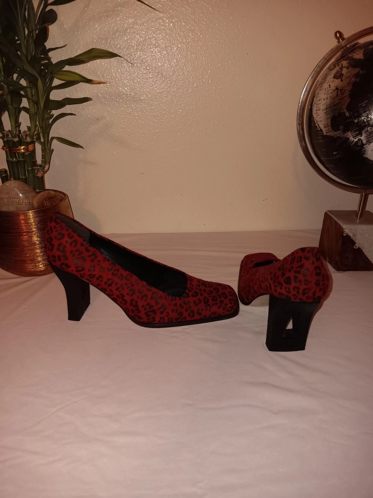 Proxy Red & Black Animal Print Heels Suze 6.5