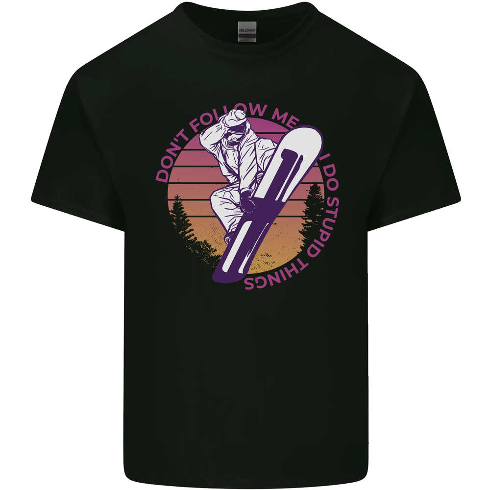 Snowboarding Funny Dont Follow Me Mens Cotton T-Shirt Tee Top
