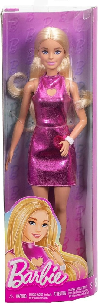 Barbie Fashionistas Doll Blonde in Metallic Pink Dress with Heart Cut-Out HYT88