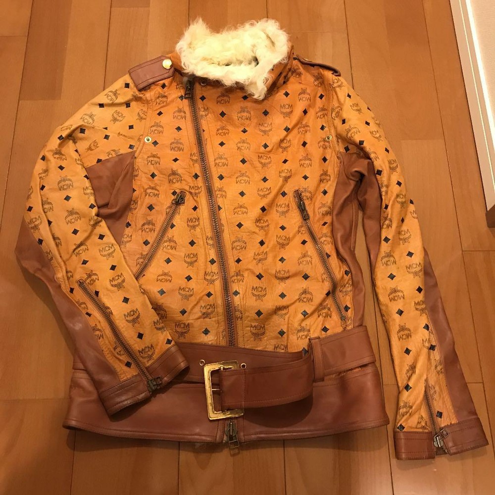 MCM Leather Riders Jacket - Special Collaboration Dress Size 44 Limited Edition
