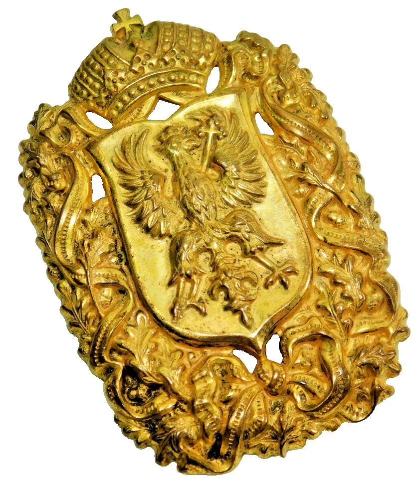 Vintage Miriam Haskell Gold Tone Imperial Coat Of Arms Brooch Pin