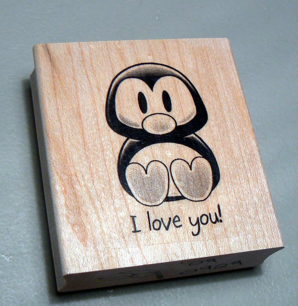 P37 Penguin I love you  WM Rubber stamp