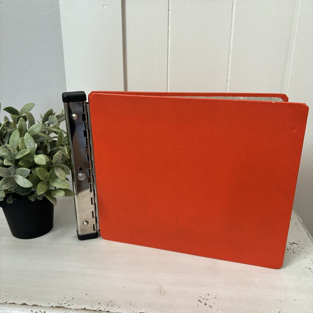 Vintage National Piano Hinge Ledger Binder Locking Orange Landscape Made in USA