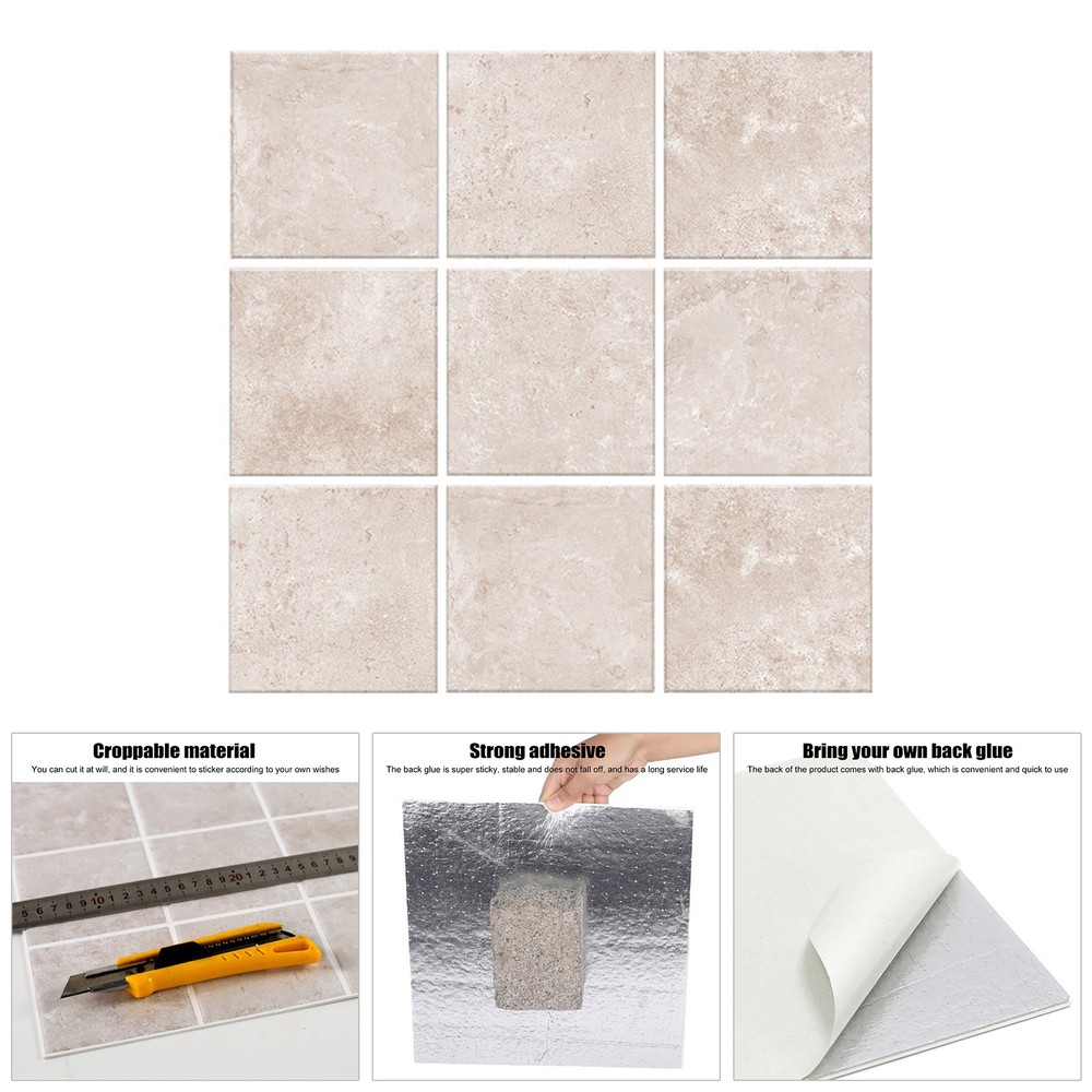 1-100X 3D PVC Peel & Stick Floor Tile Sticker for Kitchen Home Decoration