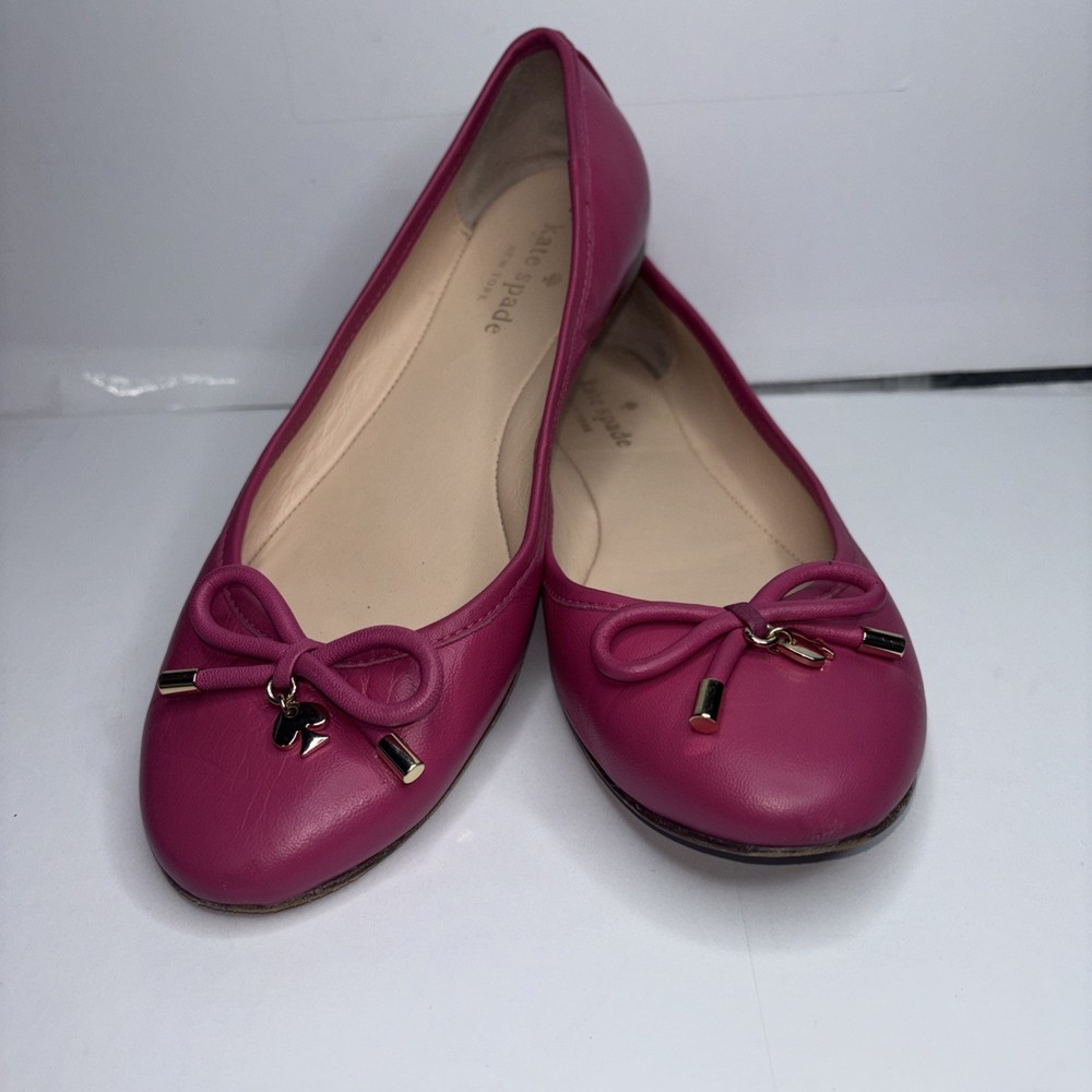 Kate Spade New York Women Pink Bow Willa Ballet Flats Shoes Size 7