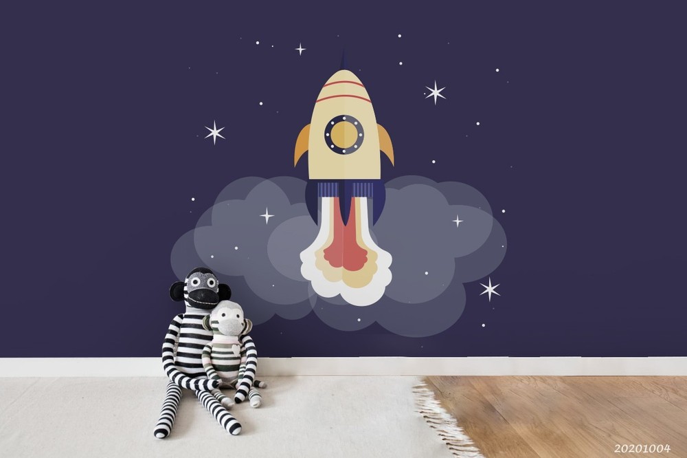 3D Space Rocket Stars Illustration Wall Murals Wallpaper Murals Wall Sticker 6