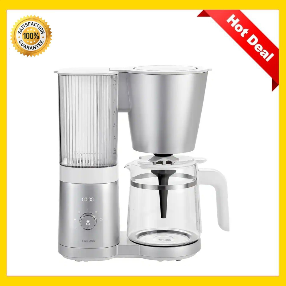 Zwilling Enfinigy Drip Coffee Maker 12-Cup – Glass, SCA Golden Cup, Silver 3-qt