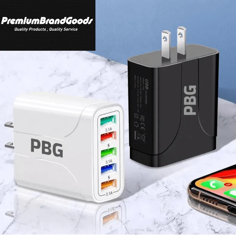 5-Port USB Wall Charger - Fast Charging for 5 Devices Simultaneously