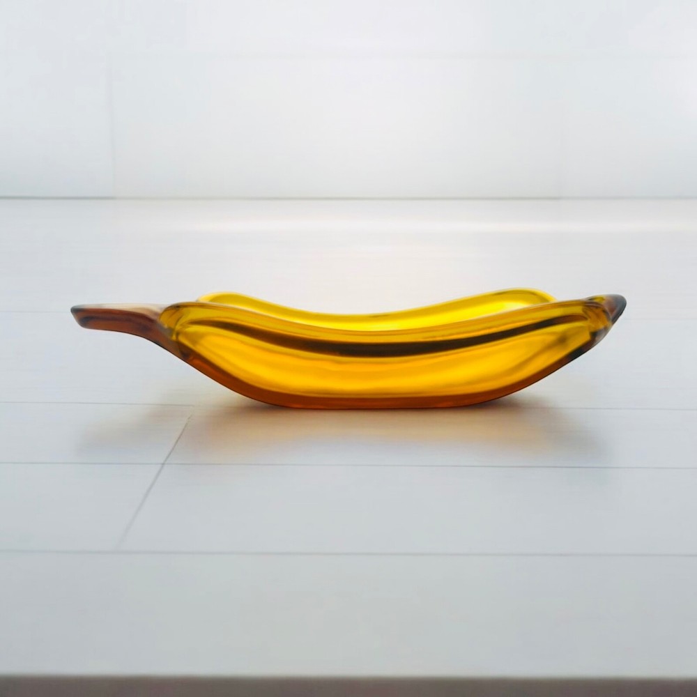 Set of 4 -1970s Amber Banana Split Bowls-Indiana Glass