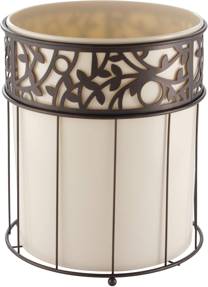 Elegant Bronze & Vanilla Waste Basket for Bathroom, Office, or Dorm - 8.75