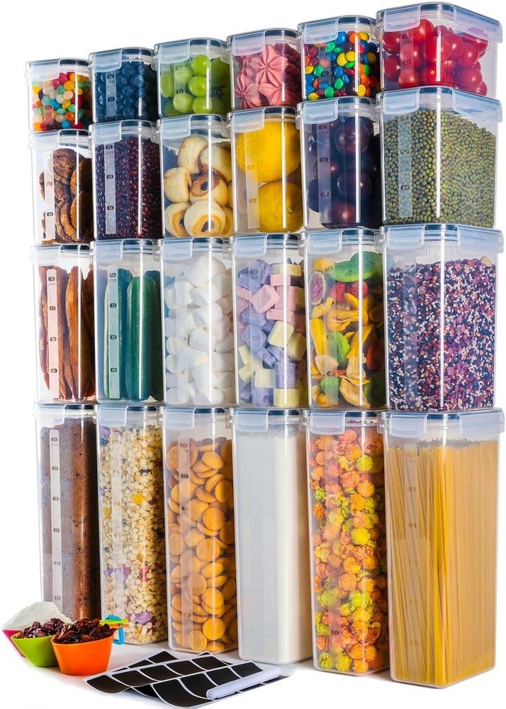 Airtight Food Storage Containers W/ Lids Clear Pantry Canister Set Kitchen