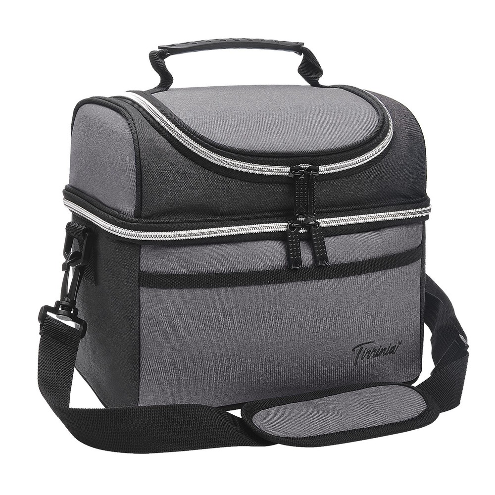 Insulated Double Deck Lunch Bag for Adults with Dual Compartment - Office Work Men Women