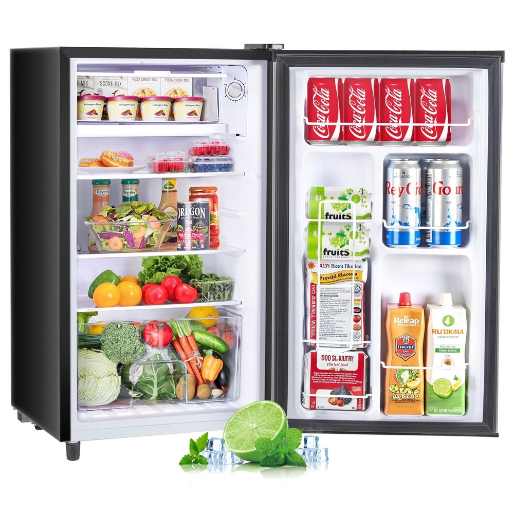 Zibbizo Upgraded Mini Fridge for Bedroom 3.2 Cu.Ft Small Refrigerator with Fr...