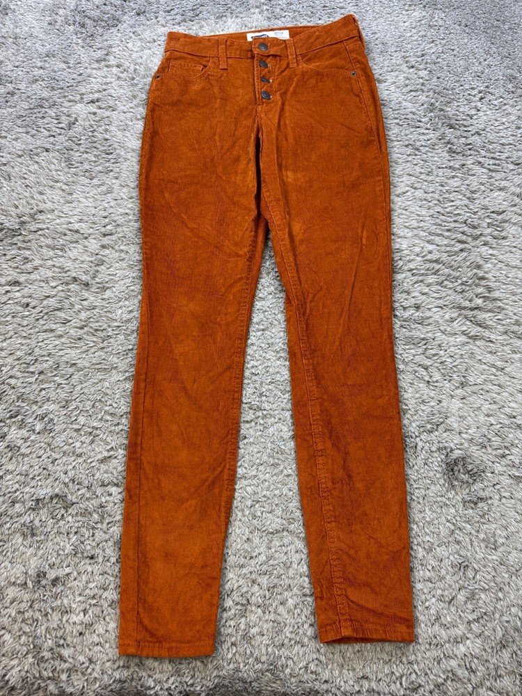 Old Navy Rockstar Jeans Womens 2 Orange Corduroy Pants Super Skinny High Rise
