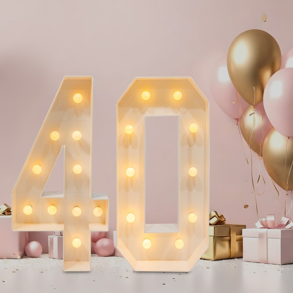 40th Birthday Light Up Numbers for Party Decorations