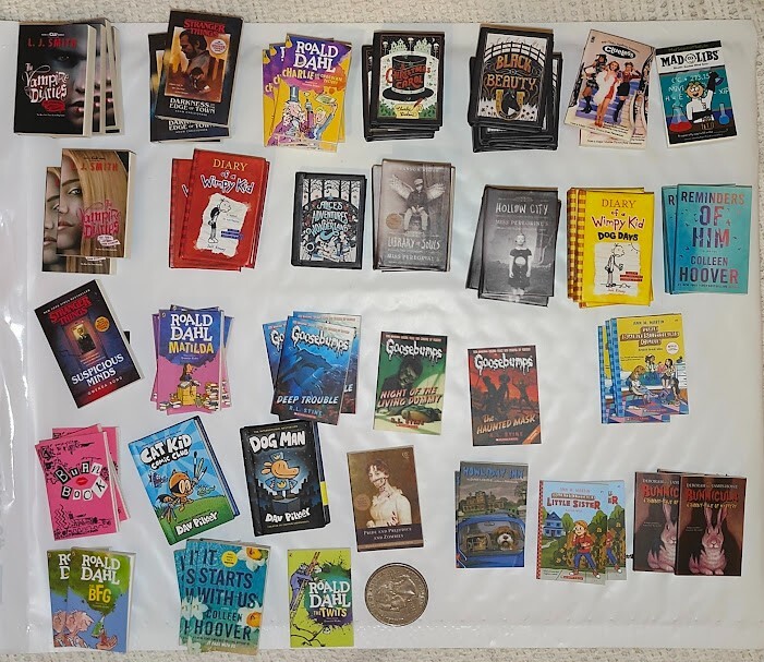 Miniature Readable Books w/ Mini Magnifying Glasses Dollhouse Barbie Accessories