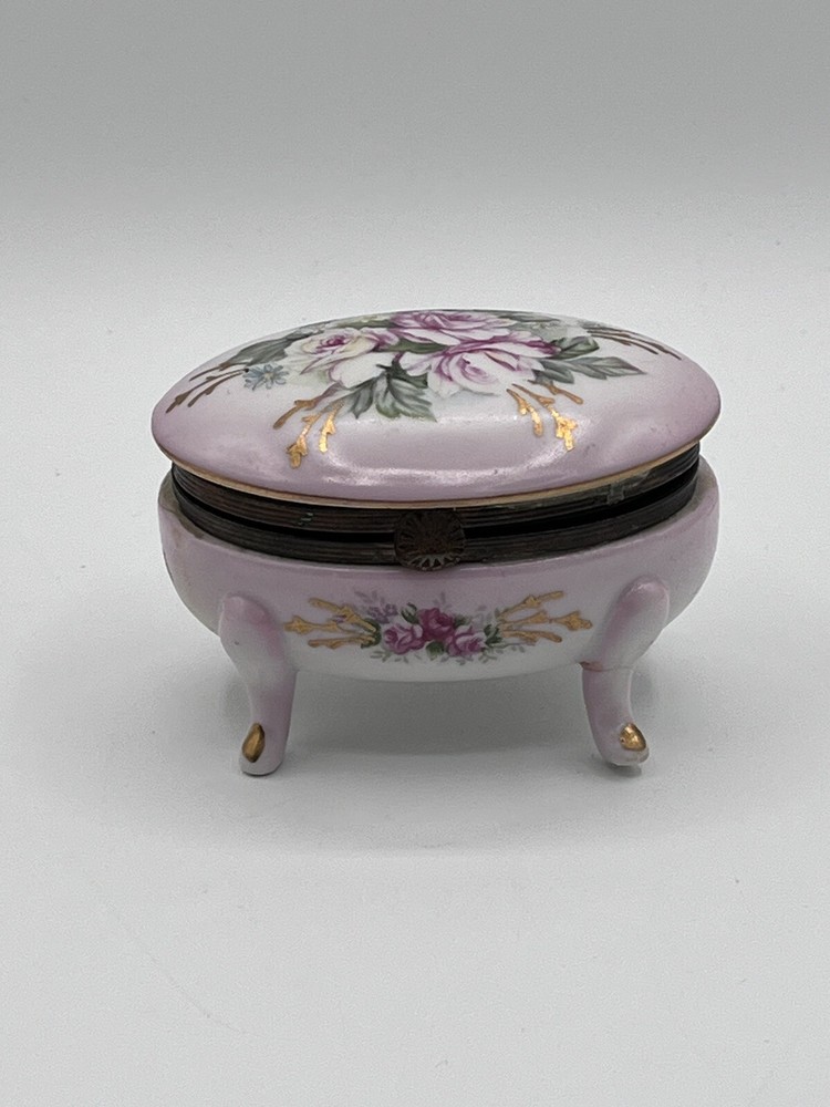 Royal Crown Handpainted Floral Porcelain Jewelry Box for Dresser