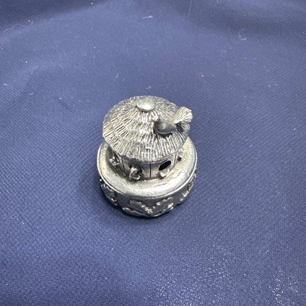 Woodsetton Pewter Tooth Fairy Box with Birdhouse Design Signed