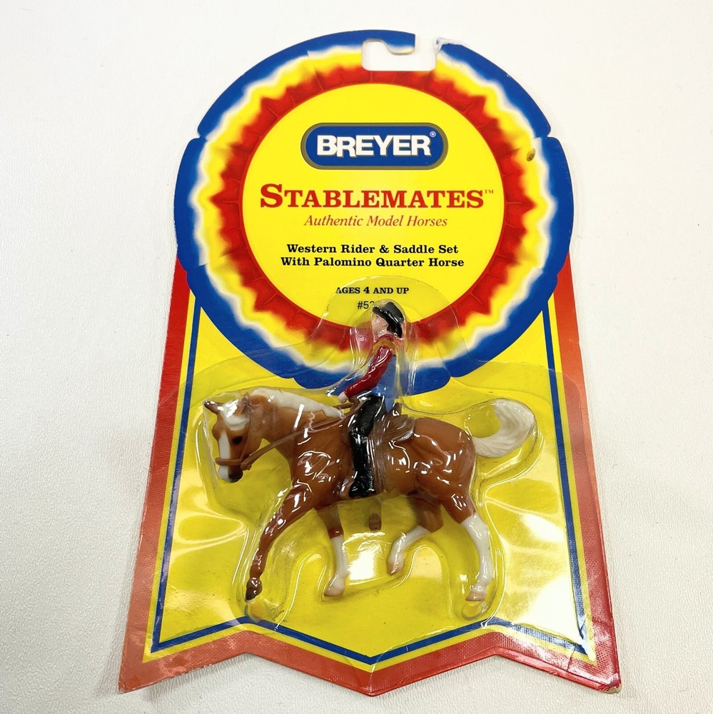 New Breyer Horse Stablemate #5201 Western Rider & Saddle Palomino Quarter Horse