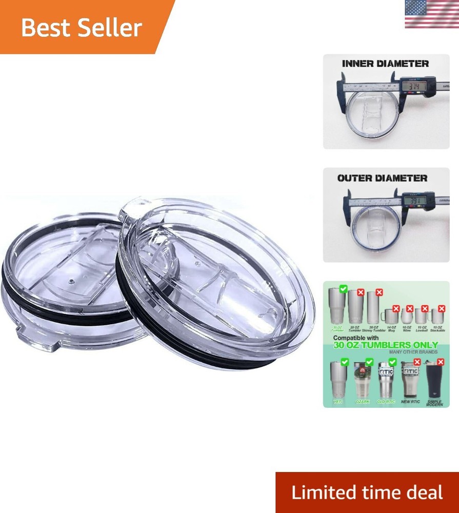 2 Replacement Lids for Stainless Steel Tumbler Travel Cup - Fits OF Inner dia...