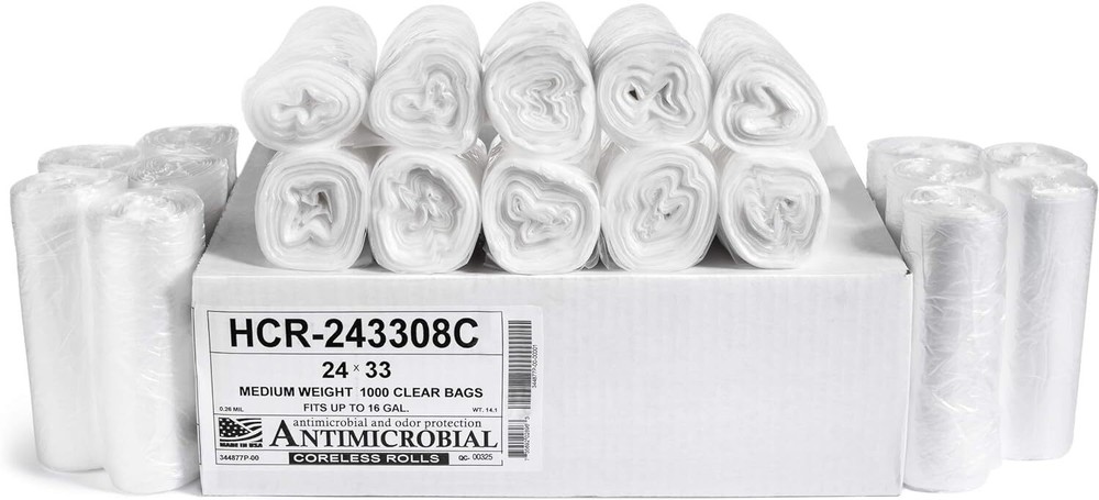 Aluf Plastics High Density Trash Bags, 16 Gallon, 1000 Count, 8 Micron (eq), 24