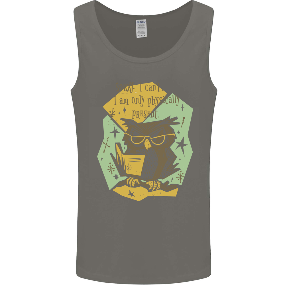 Funny Book Reading Owl Bookworm Books Mens Vest Tank Top