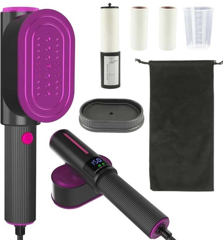 Clothes Steamer with Lint Roller & Display, 3-in-1 Vertical Horizontal Rotation