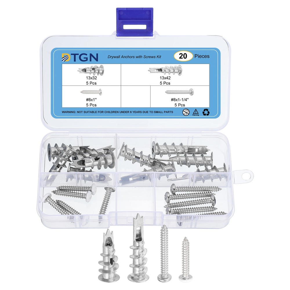 Heavy-Duty Drywall Anchors Kit with 5 Self-Drilling Screws