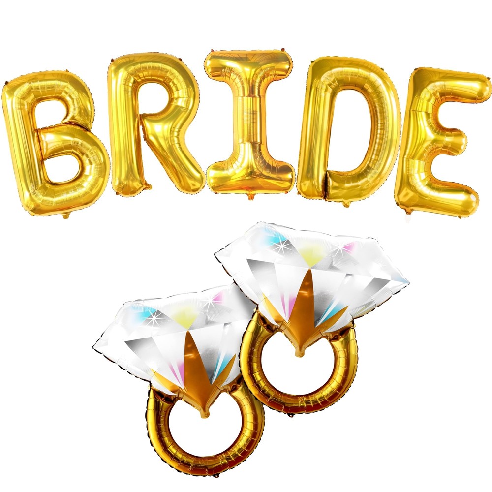 KatchOn Giant Gold Bride Balloons Bachelorette - 40 Inch | Bride Balloons Gol...