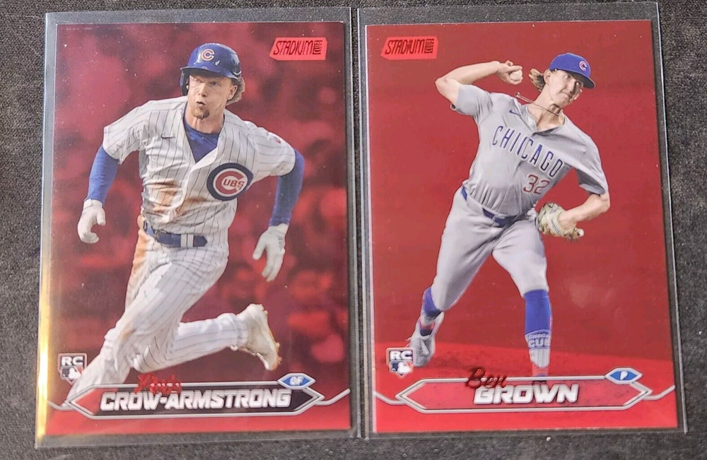 PETE CROW-ARMSTRONG/BEN BROWN 2-CARD RC LOT 2024 Stadium Club RED FOIL CUBBIES
