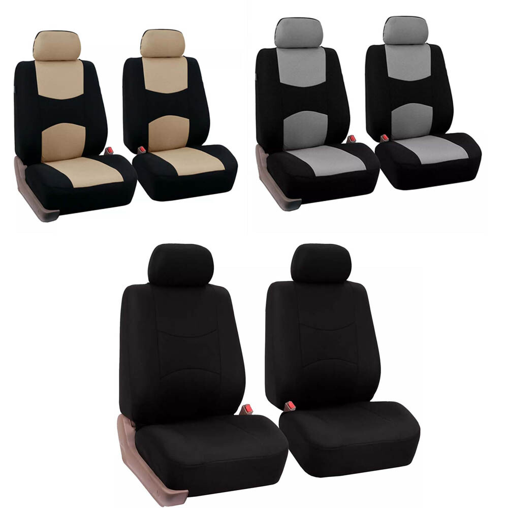 2PC Front Car Seat Cover Cloth PU Leather For Car Truck SUV Van Black Gray Beige