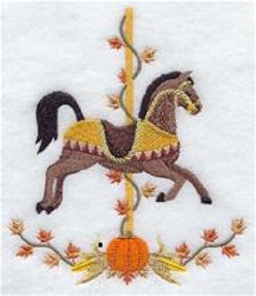 SEASONAL CAROUSELS, Quilting Squares, Mach Embroid. 3 ea of 4 Designs, 12 total-image