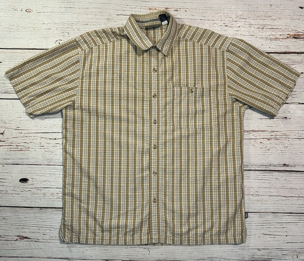 REI Men's Beige Short Sleeve Button-Up Shirt Size M