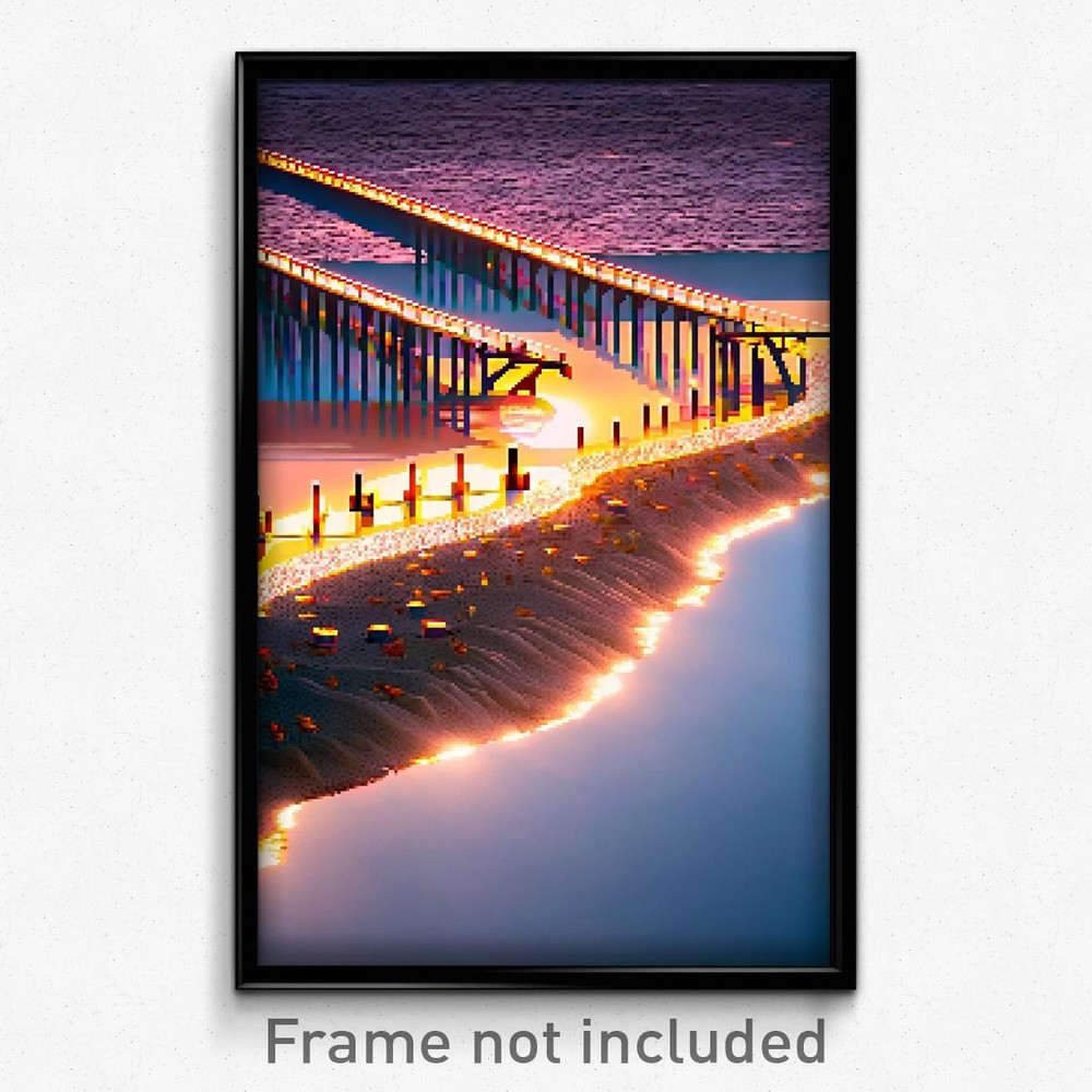 8 Bit Psychedelic Pixel Art Poster - Gregarious Jetty Video Game Print
